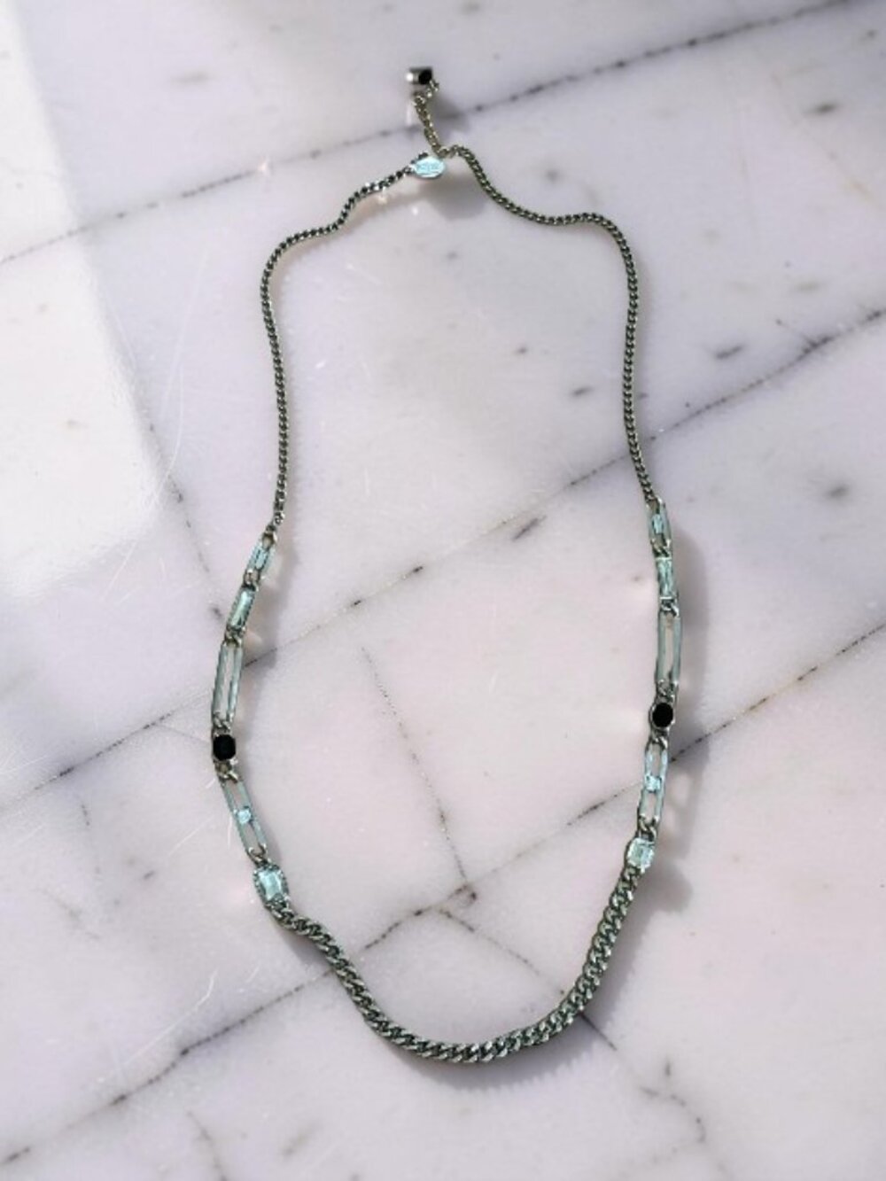 White House Black Market Contemporary Industrial Link Necklace 35" NWOT